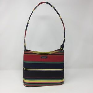 Kate Spade Blue/Red Stripe Zipper Shoulder Handbag